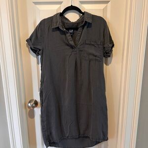 GAP Gray Shirt Dress Size M Short Sleeve Casual Utility Tunic Dress